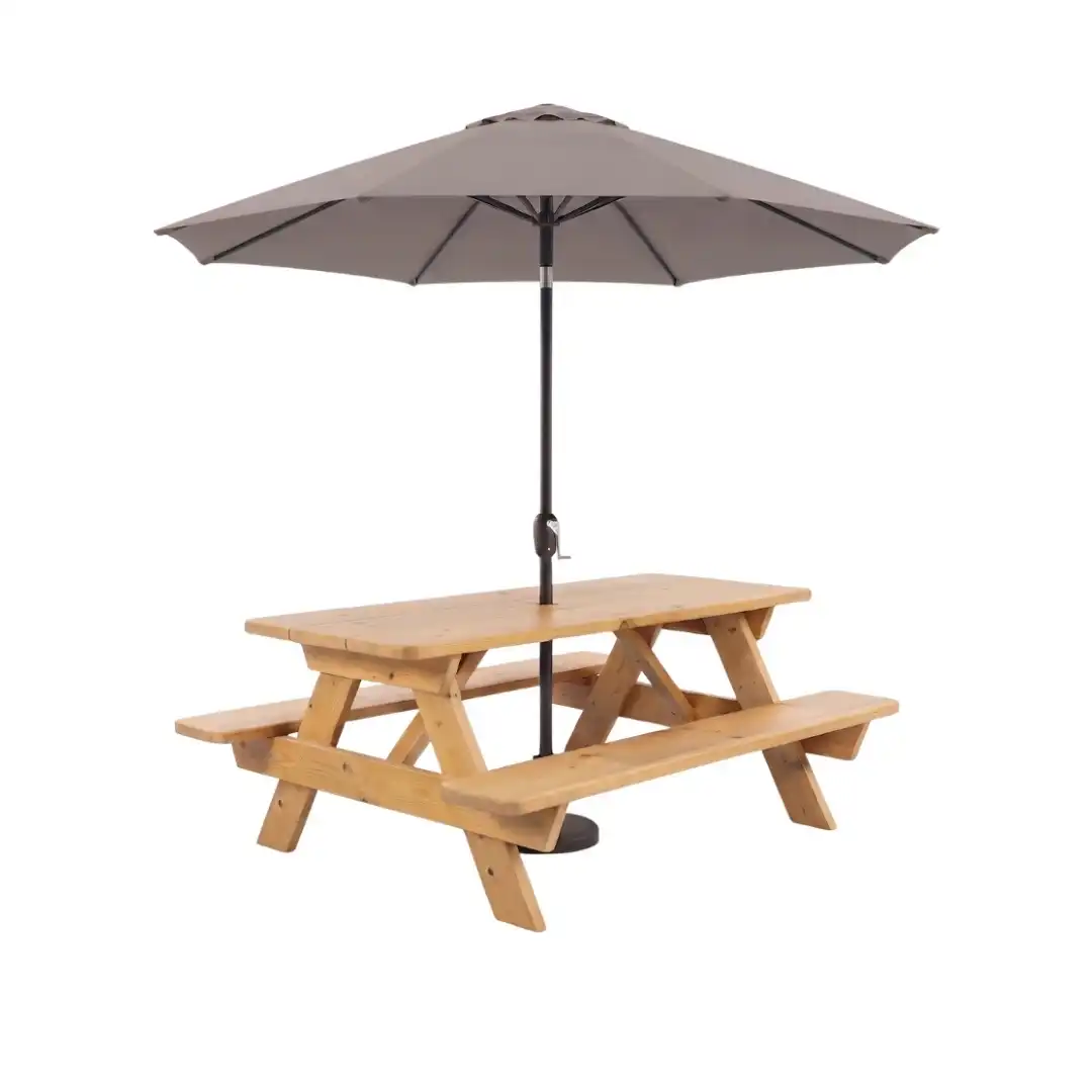 Picnic Bench with Umbrella Beige